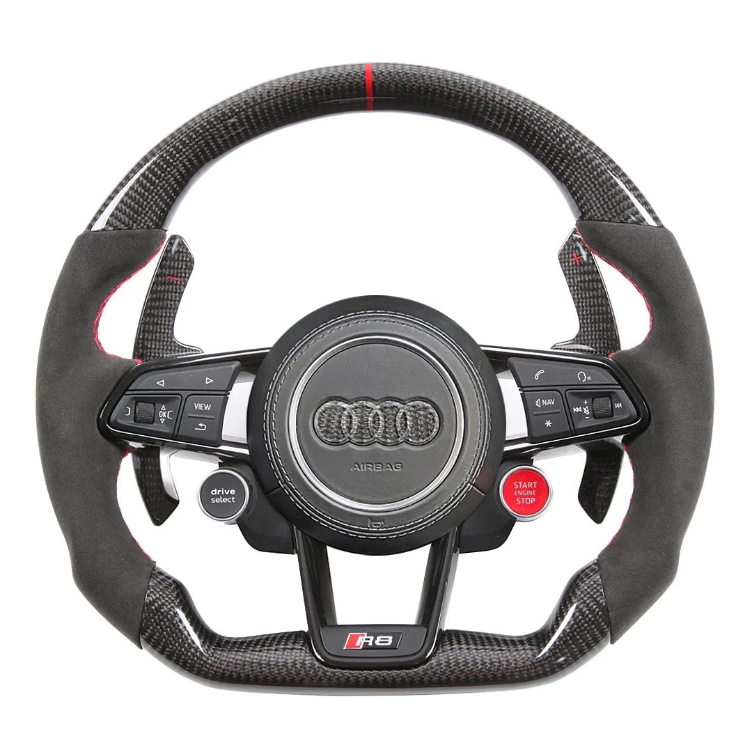 R8 Style LED Custom Carbon Fiber Steering Wheel for Audi FITS  A / S / RS / Q / TT / R8