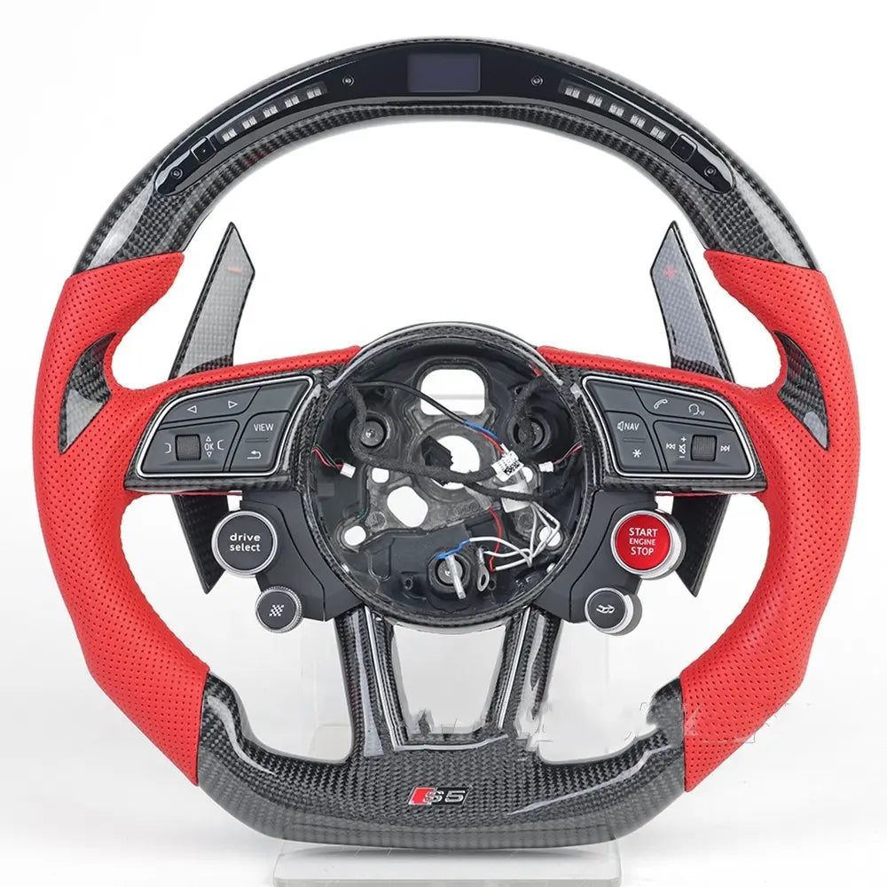 R8 Style LED Custom Carbon Fiber Steering Wheel for Audi FITS  A / S / RS / Q / TT / R8